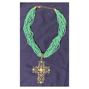 Turquoise cross necklace